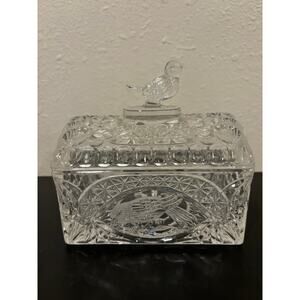 Hofbauer Byrds Lead Crystal Jewelry Box Trinket Box West Germany Vintage Large